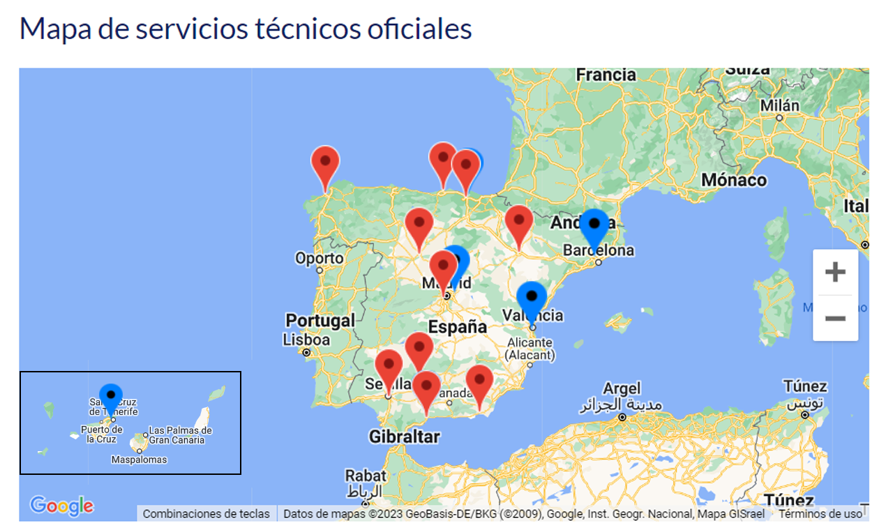 Sedes del Servicio Postventa de NOVOMATIC en España.