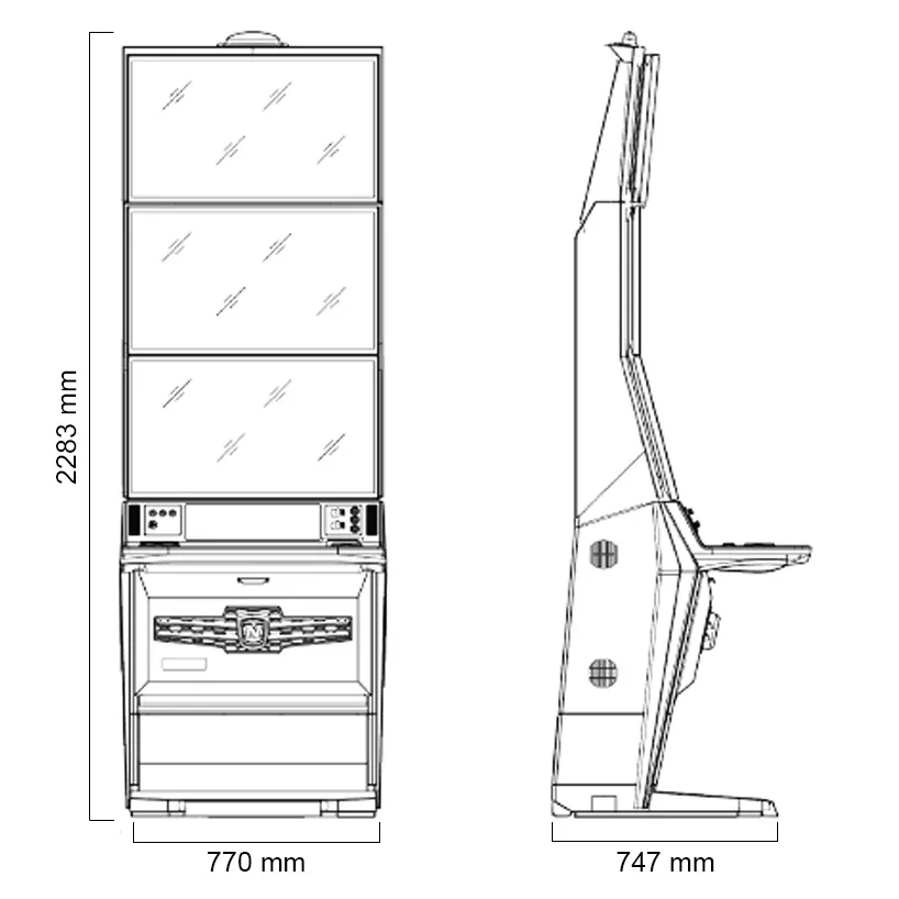 Dibujo técnico del mueble de casino FV330A.