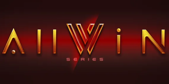 Logo Alwin sobre fondo rojo de la maquina recreativa tragaperras de GiGames