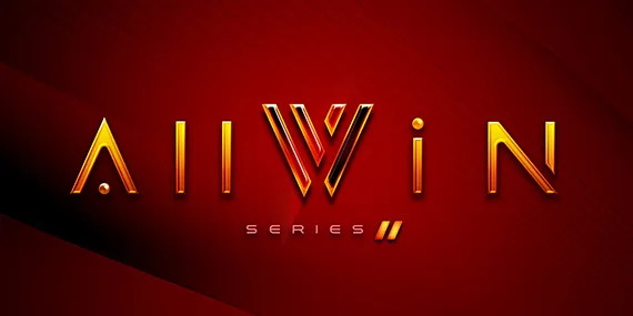 Logo de la máquina tragaperras AllWin Series 2 de GiGames sobre fondo rojo