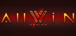 Logo Alwin sobre fondo rojo de la maquina recreativa tragaperras de GiGames